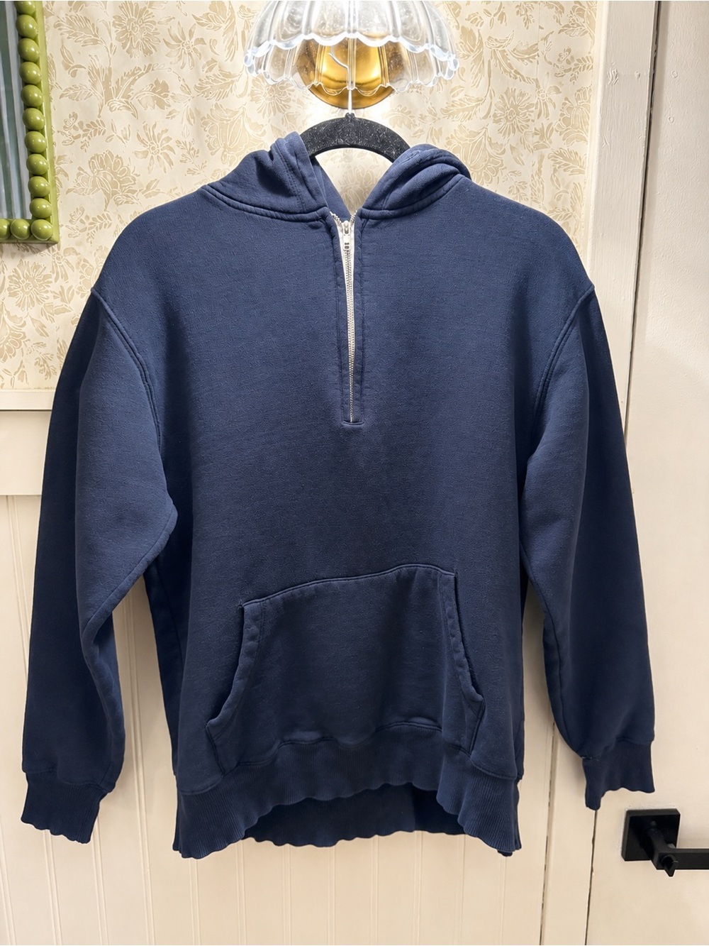 Brandy Melville John Galt Navy Blue Half Zip Oversized Hoodie